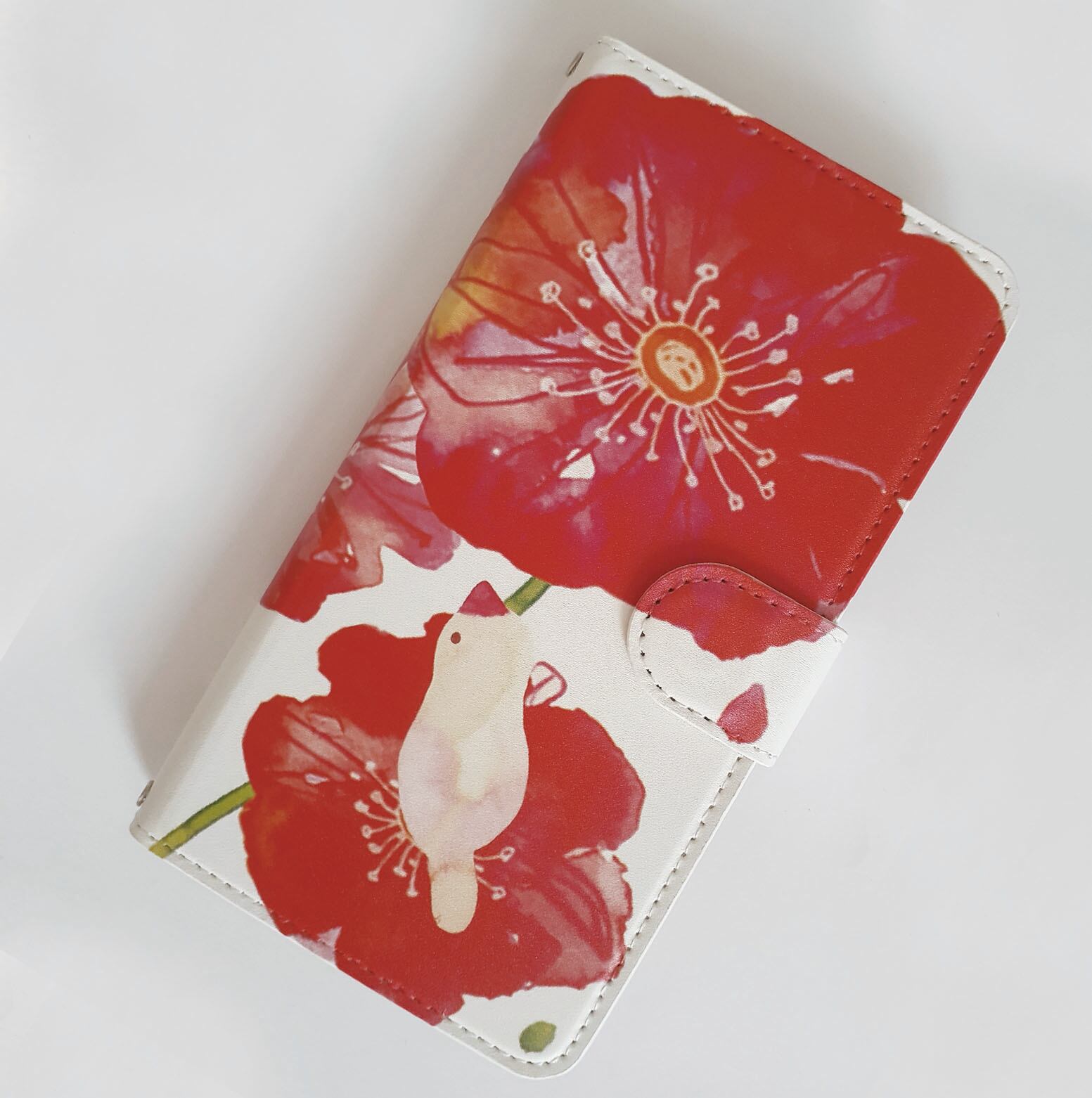 TORINOS 全機種対応　手帳型スマホケース　（対応専用ケース、カメラホール付）　文鳥　ツバメ　インコ　オウム　鳥