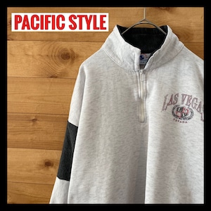 【PACIFIC STYLE】Las Vegas ワンポイント ハーフジップ 切替 スウェット アメリカ古着