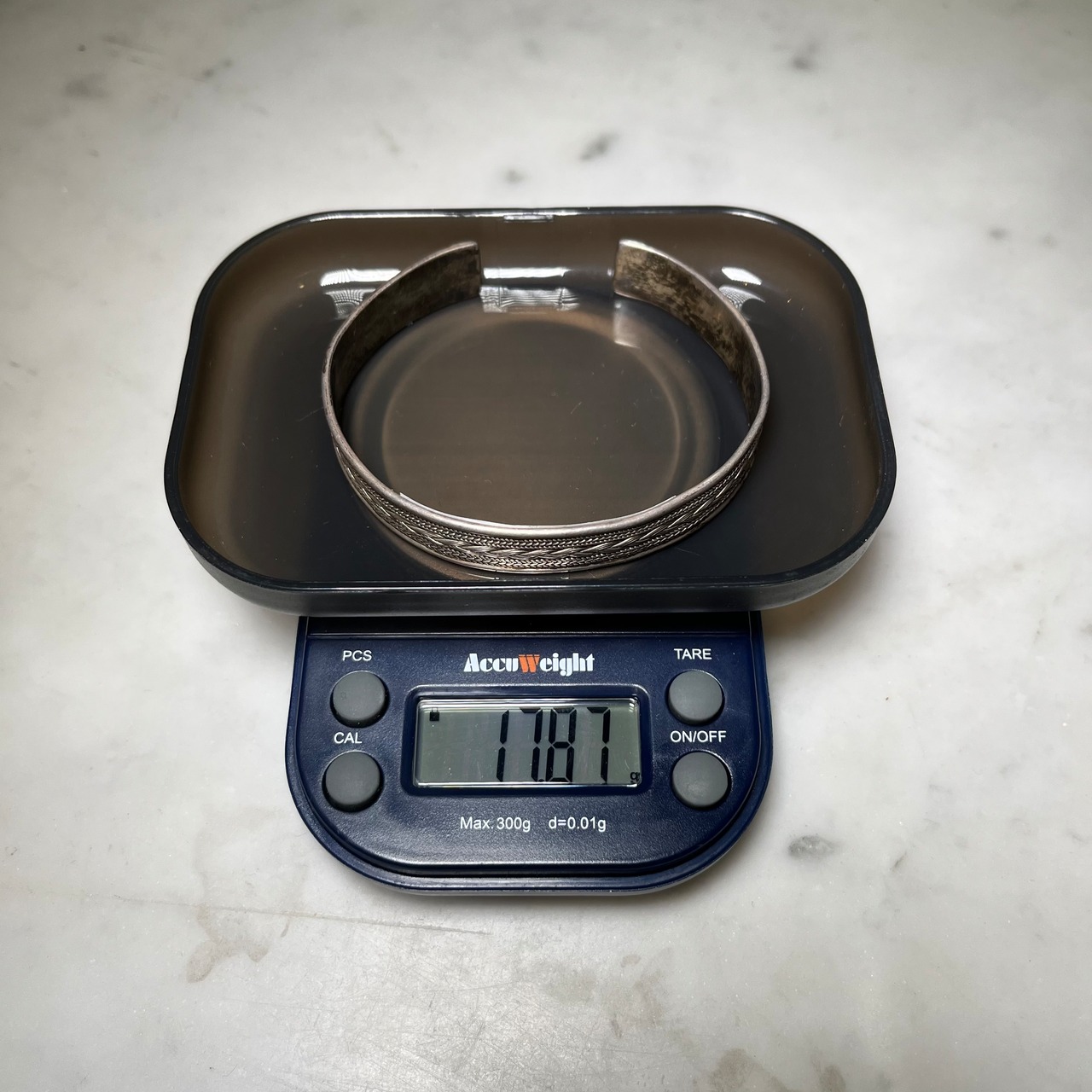 silver braids design cuff bangle