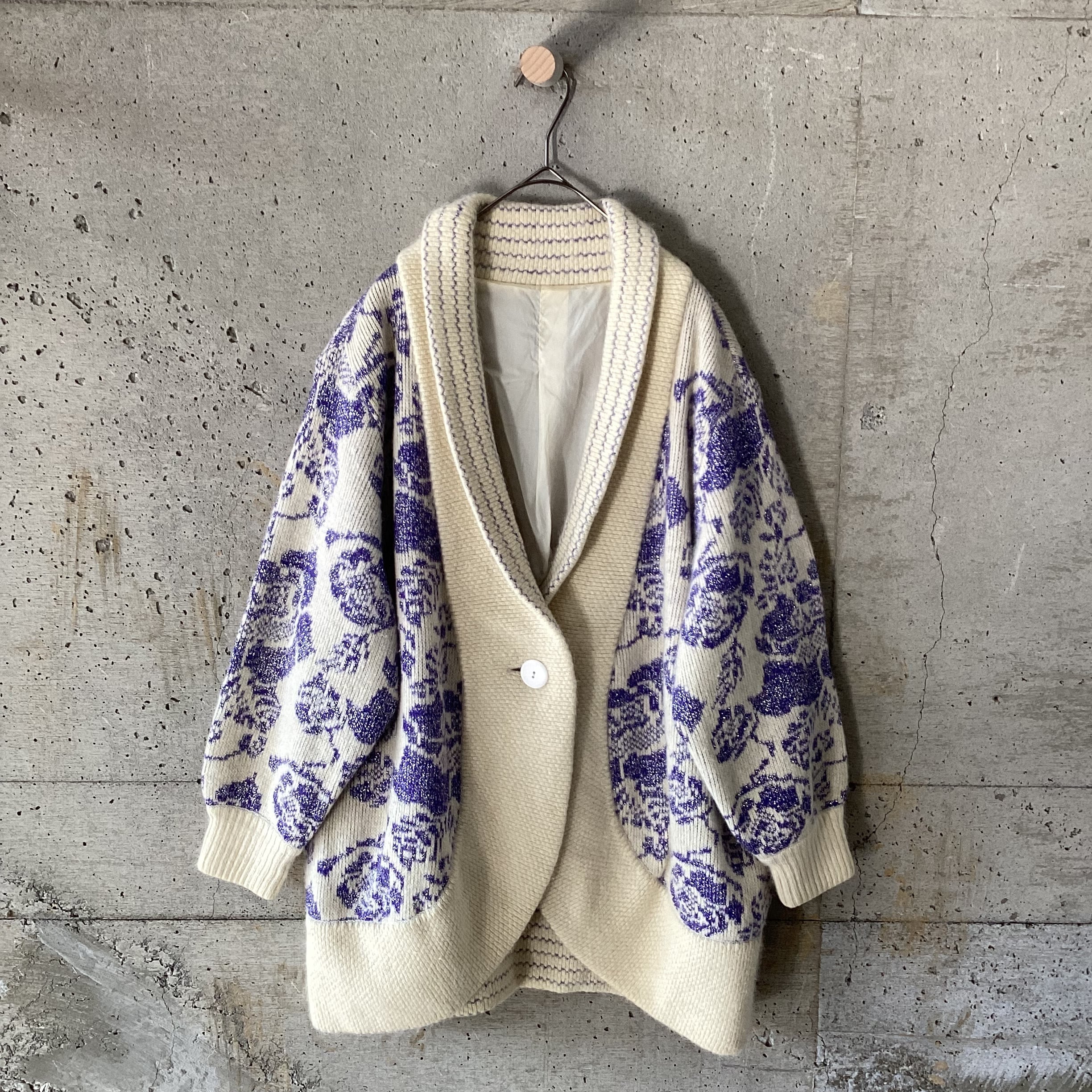 Lame floral knit cardigan