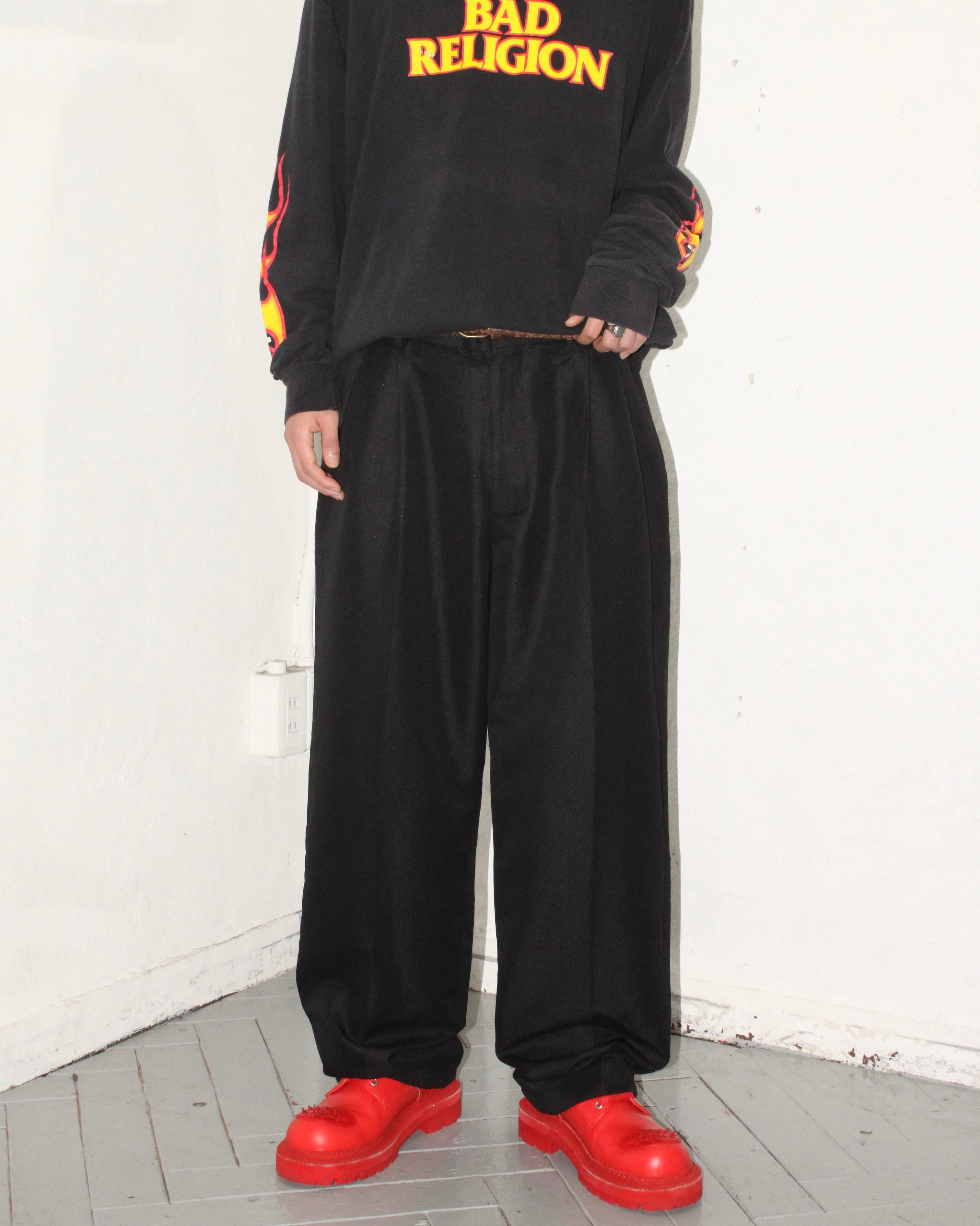 00s Unknown Poly×Rayon 2tac Wide Slacks