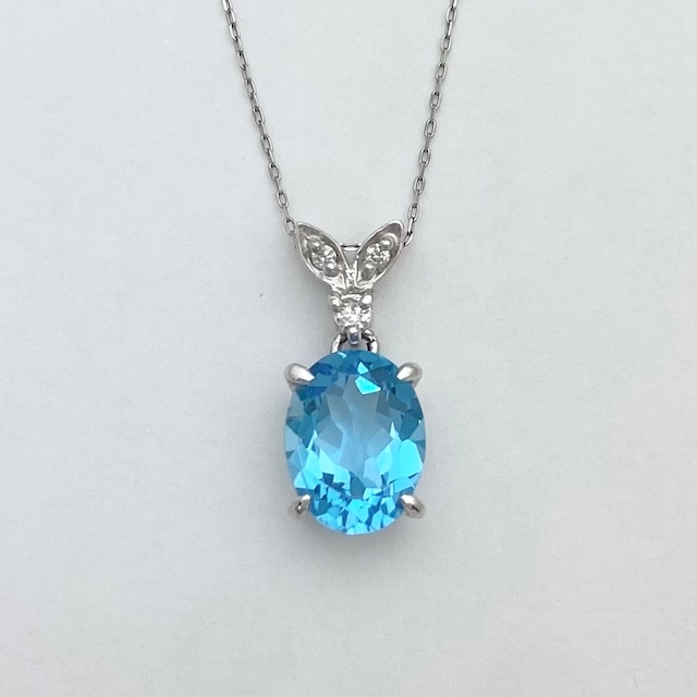 Pt ブルートパーズ ダイヤモンド ネックレス 2.06ct