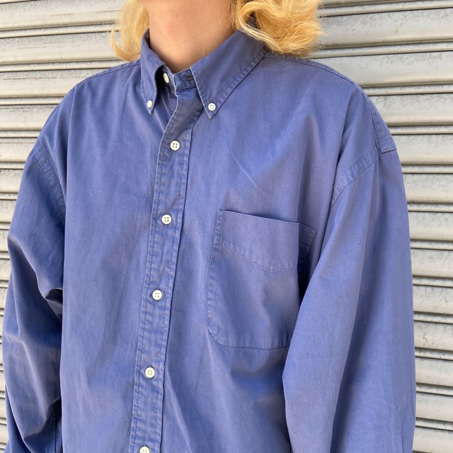 90s Ralph Lauren BIG SHIRT ボタンダウンシャツ 紺 L