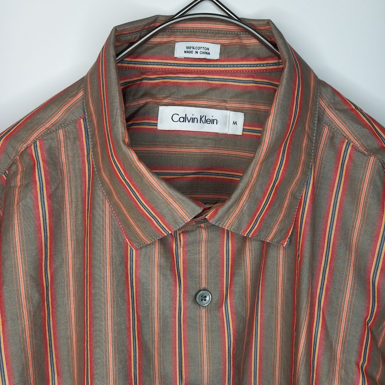 カルバンクライン　ストライプ　シャツ　コットン　グレー　M