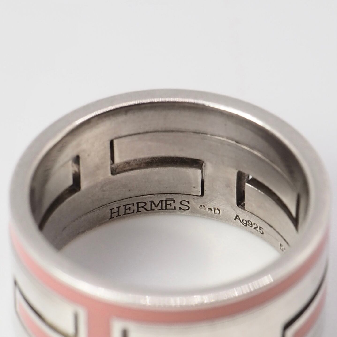 HERMES 約12号 ムーブアッシュ リング ピンク シルバー925 エルメス