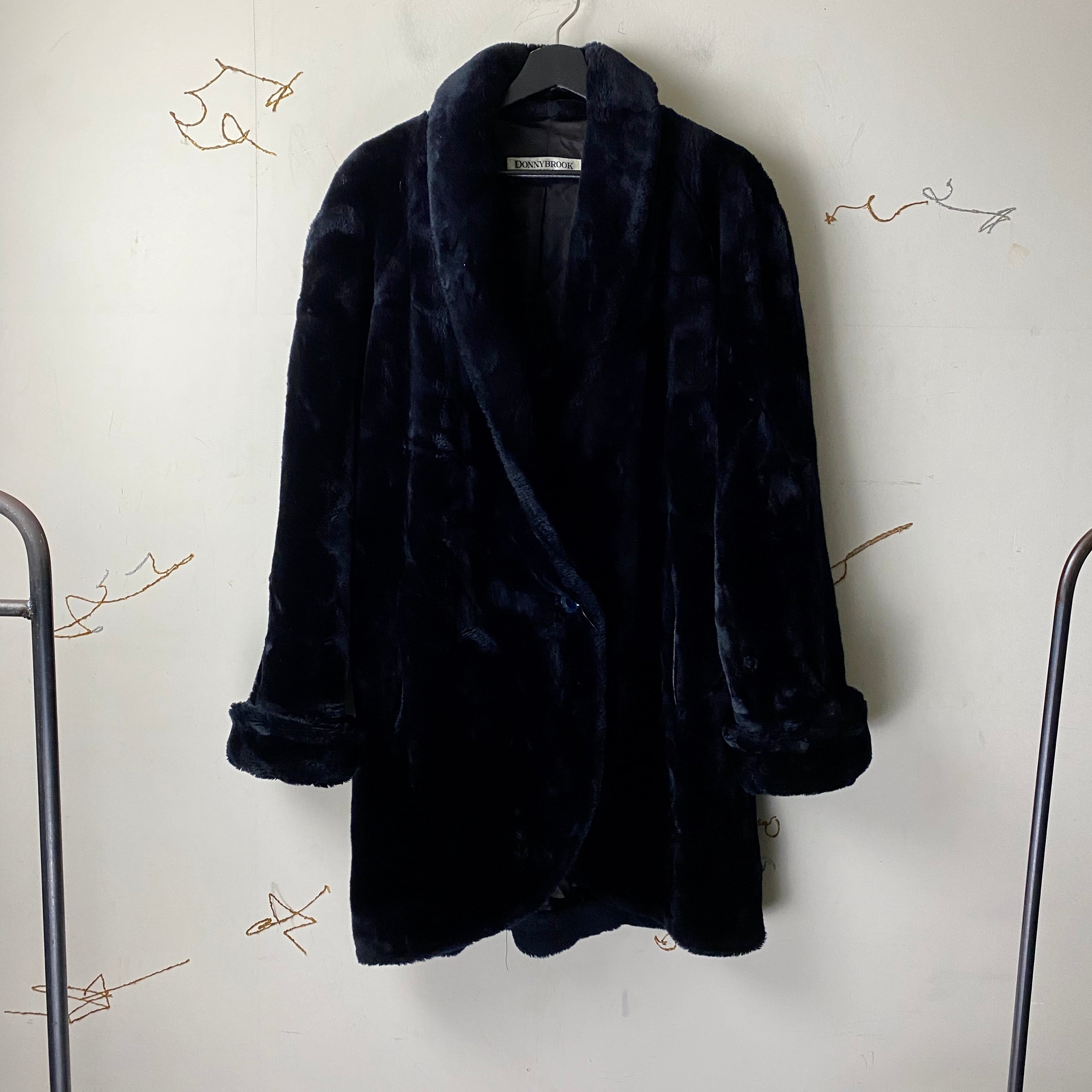 vintage DONNYBROOK black fake fur coat | NOIR ONLINE