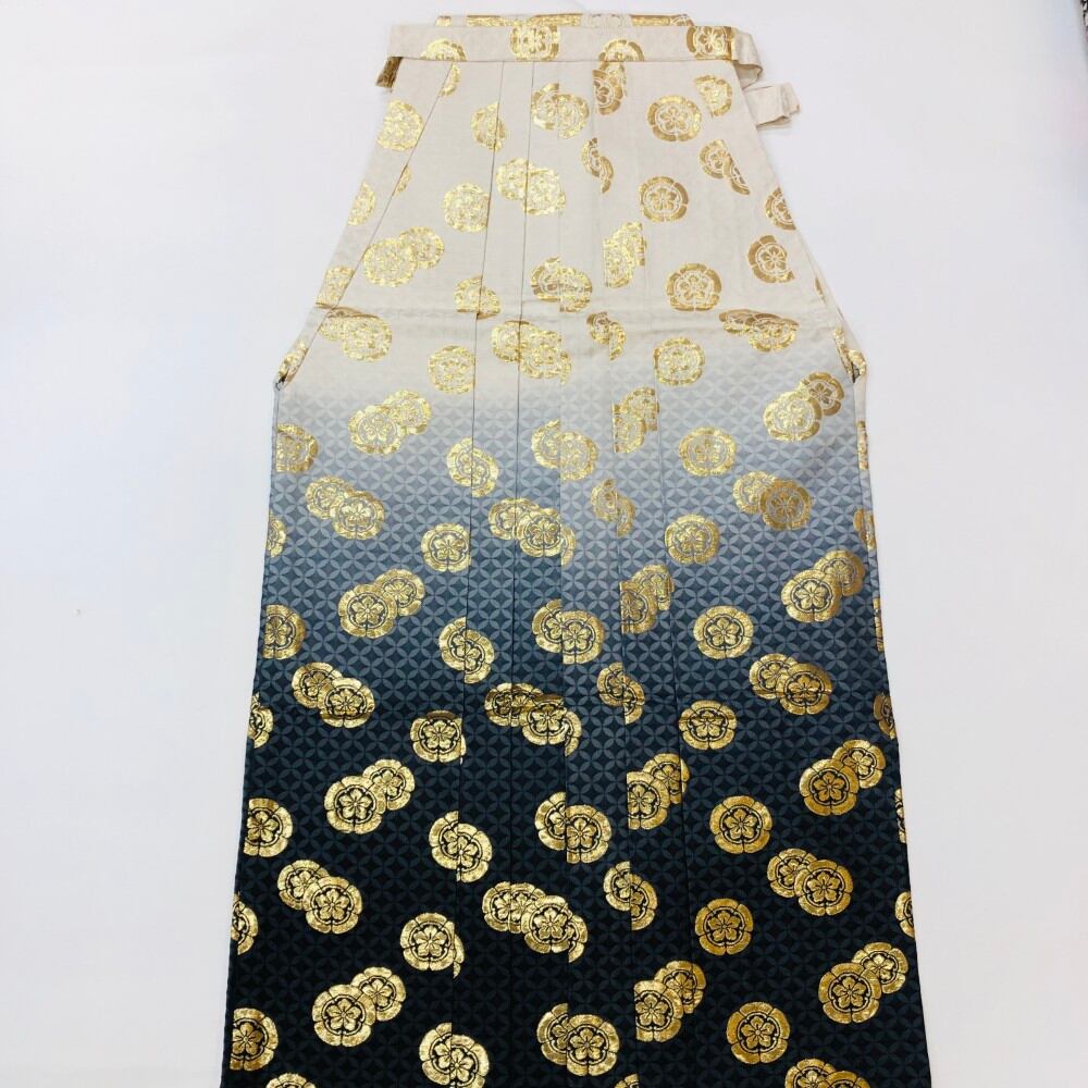袴 行灯袴 男袴 紐下丈87.5cm 2L-3L size 男性用袴 成人式袴 白 黒 中古 6345