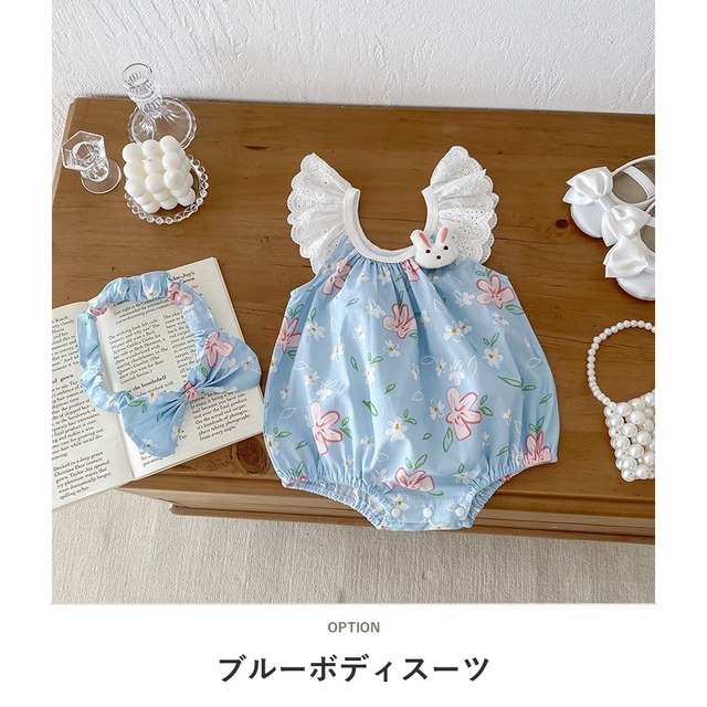 【姉妹服】うさぎフラワーフリルロンパース/セットアップ - 2