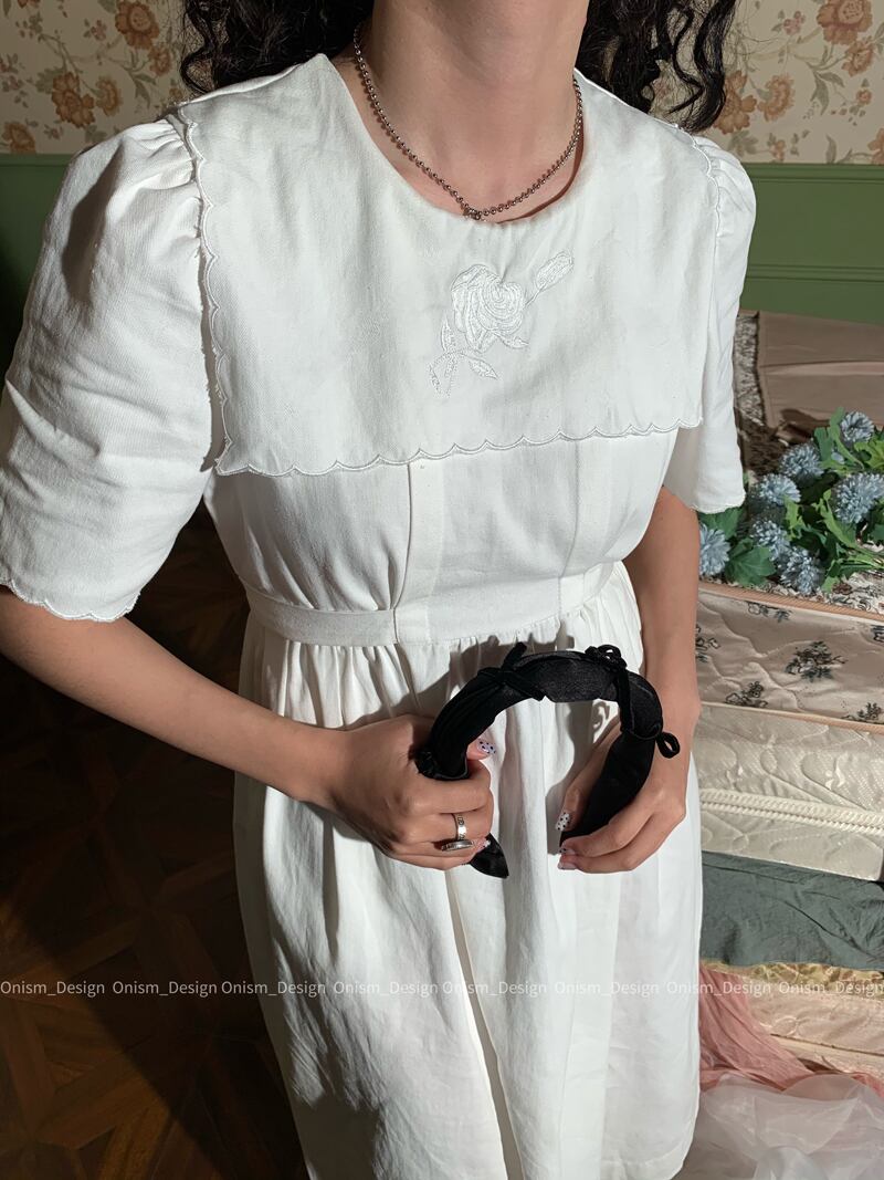 刺繍カラードレス ロングスカート ビッグFスモールZ韓国15324988718