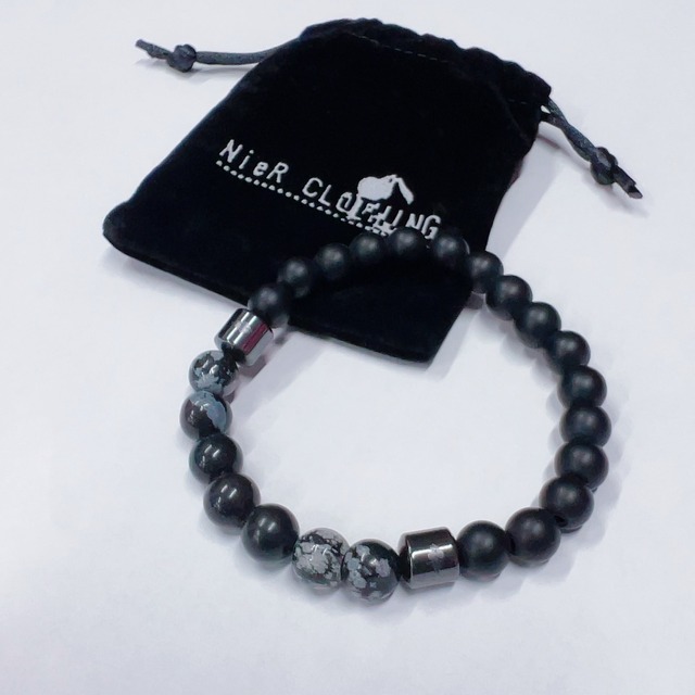 ☆深夜限定販売×大特価☆BLACK×MARBLE STONE BRACELET【ミニポーチ付き】