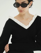 CLANE FRILL V NECK KNIT TOPS