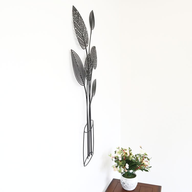 送料無料アイアン壁掛けウォールアートパネル「花瓶」ウォールデコ 壁