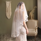 【ts190jd】【ミドルベール】２層 金属コーム付き ベールUP儀式OK  結婚式 Wedding Veil ベール ショートベール ウェディングベール 被りベール【各層の長さは約70cm・90cm / 幅は約150cm】