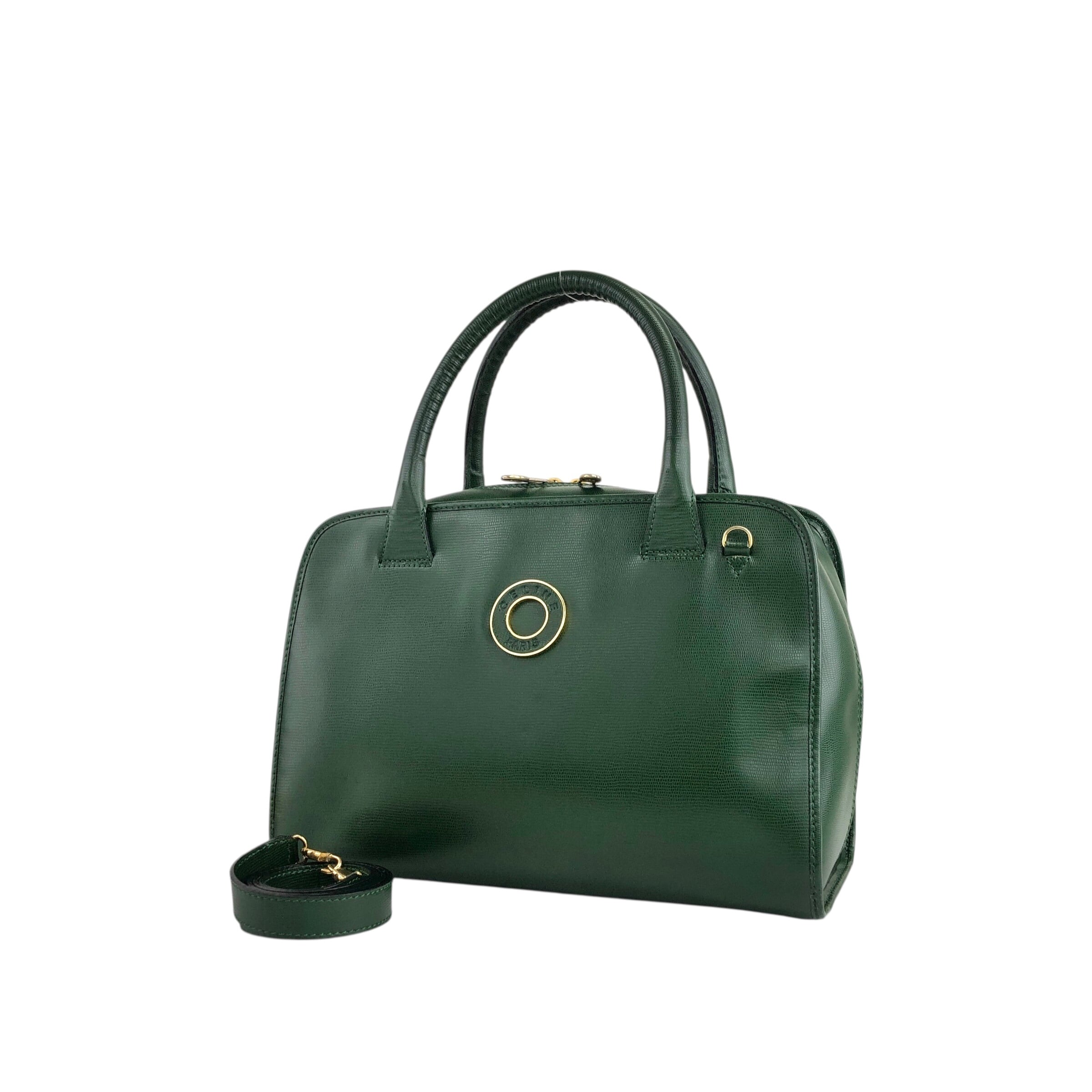 CELINE セリーヌ ハンドバッグ グリーン ロゴ サークル レザー 2way