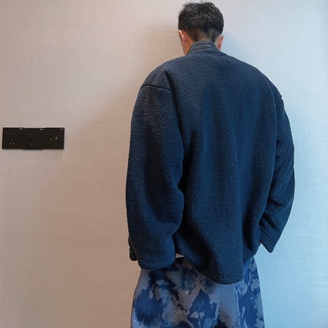 予約販売】ボアブルゾン アウター ネイビー 紺 総ボア もこもこ