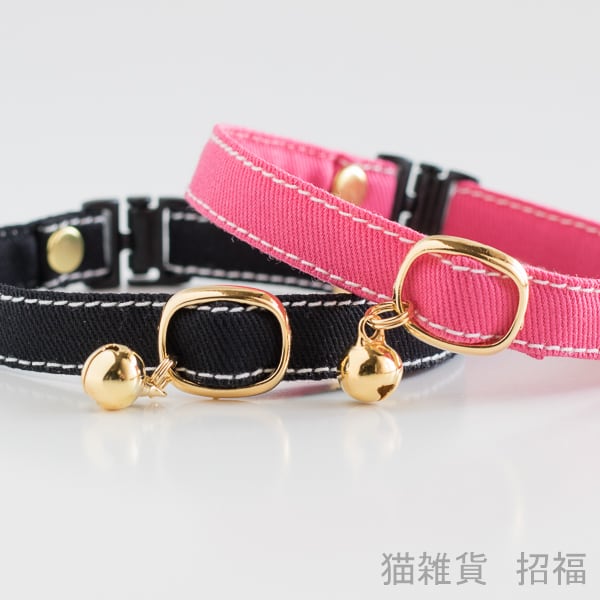猫雑貨 招福 】 猫 首輪 セーフティバックル付 安全ベルト 鈴付 日本製