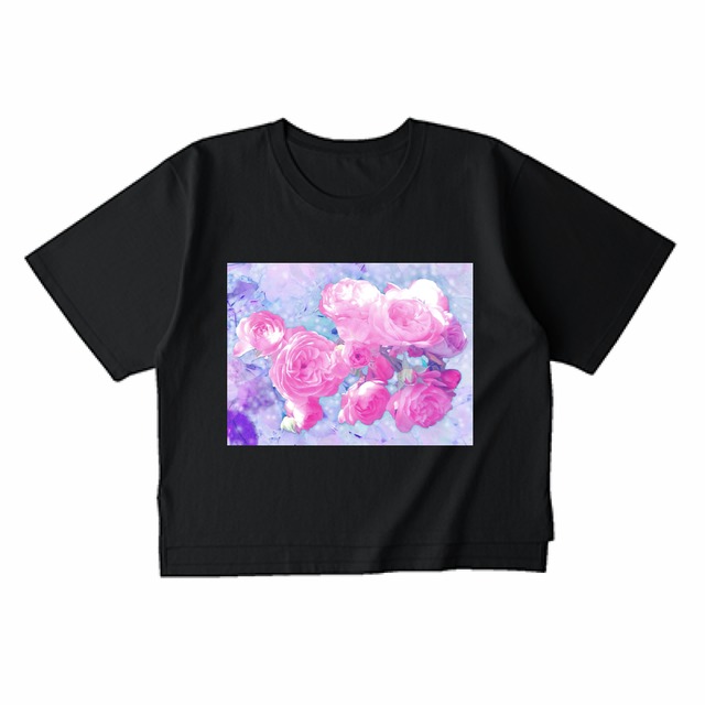 Tシャツ レディース バラ 黒 rose ブラック 薔薇 flower ゆったり AIMI NATURE ARTS
