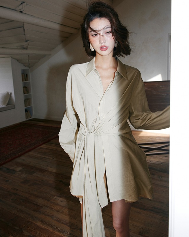 ラップデザインロングシャツ　S25379