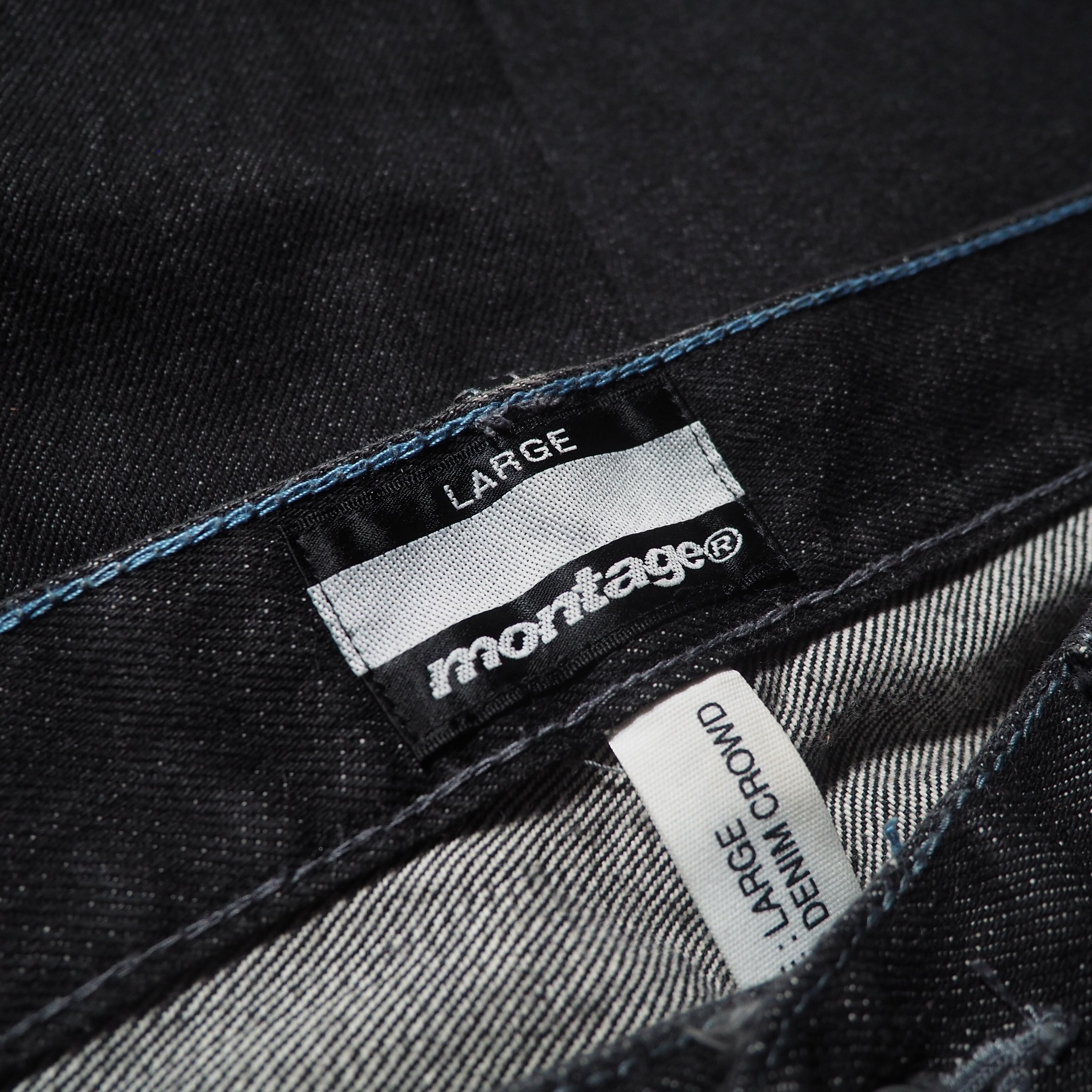 ” Montage ” Back logo painted Black loose Buggy Denim pants