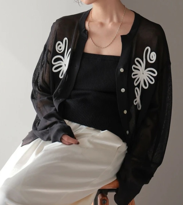 ナンバーミーTOKYO "SHEER EMBROIDERY CARDIGAN"