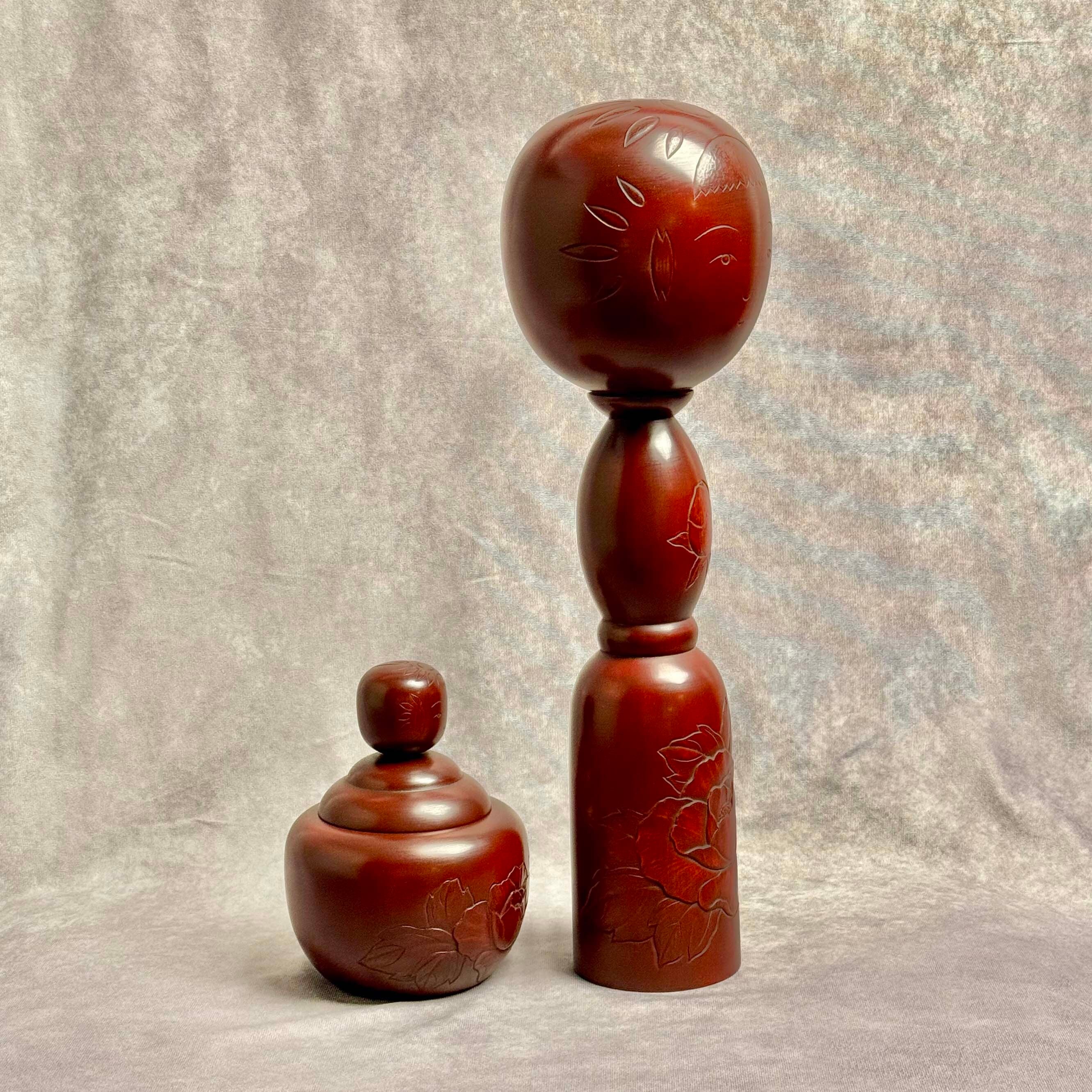 伝統工芸「鎌倉彫こけし」ペア(No.32)