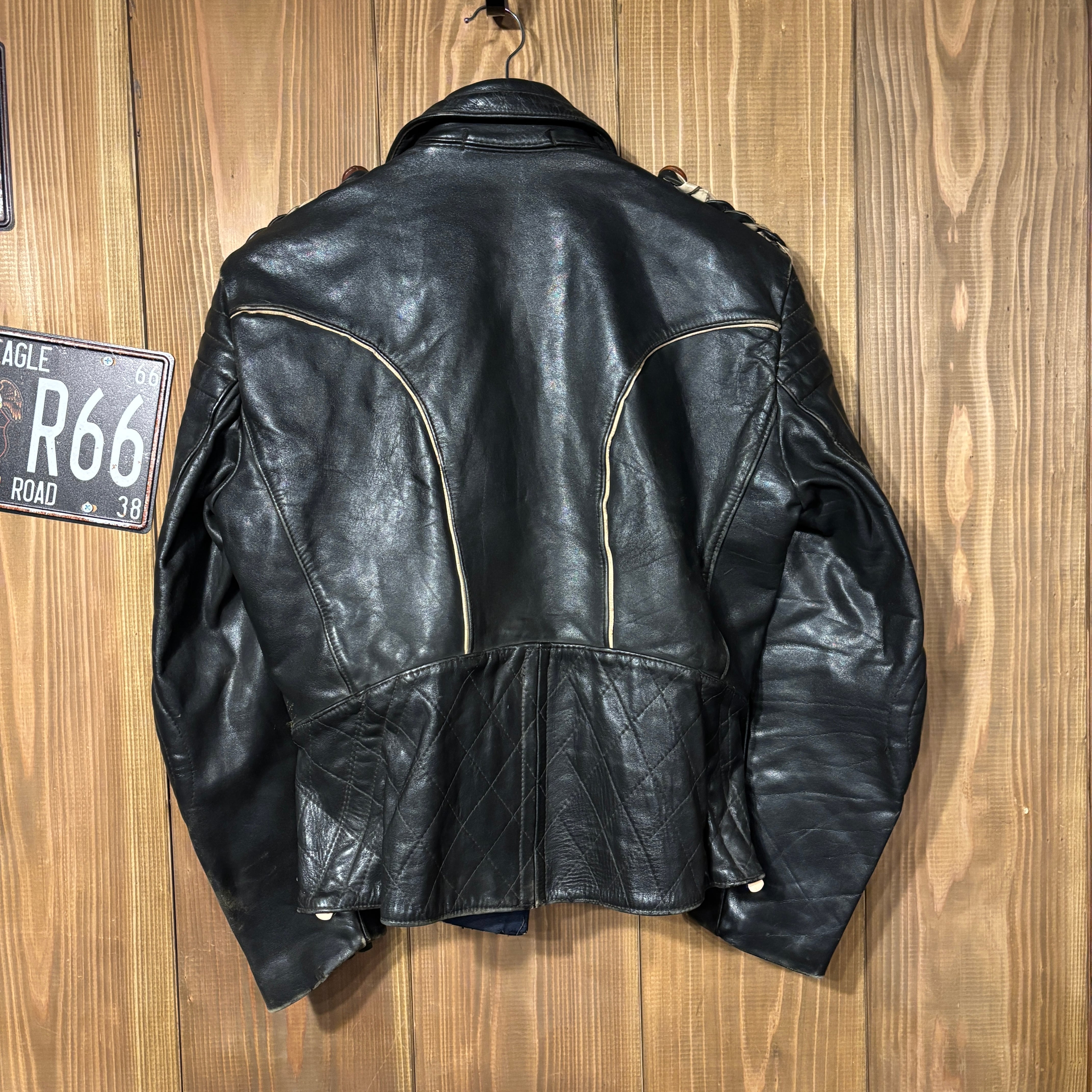 40s ドイツ製 ダブルライダース レザージャケット ブラック ユーロ M