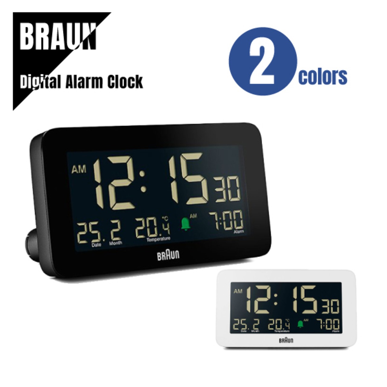 【即納】BRAUN ブラウン DIGITAL ALARM CLOCK デジタルアラームクロック BC10 置き時計★2カラー