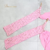 社交ダンス 衣装スタンダードドレス ワンピース ドレス スタンダード ファー プリーツ レース デモ 競技 ダンス パーティ 発表会 ピンク ピンク系 ゴージャス スカート ボリューム ショーウェア ダンスコスチューム フェミニン 競技用ドレス 上品 エレガント