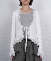 【直営限定ITEM】レースシアークロップドカーディガン (WHITE) CQ-49001H