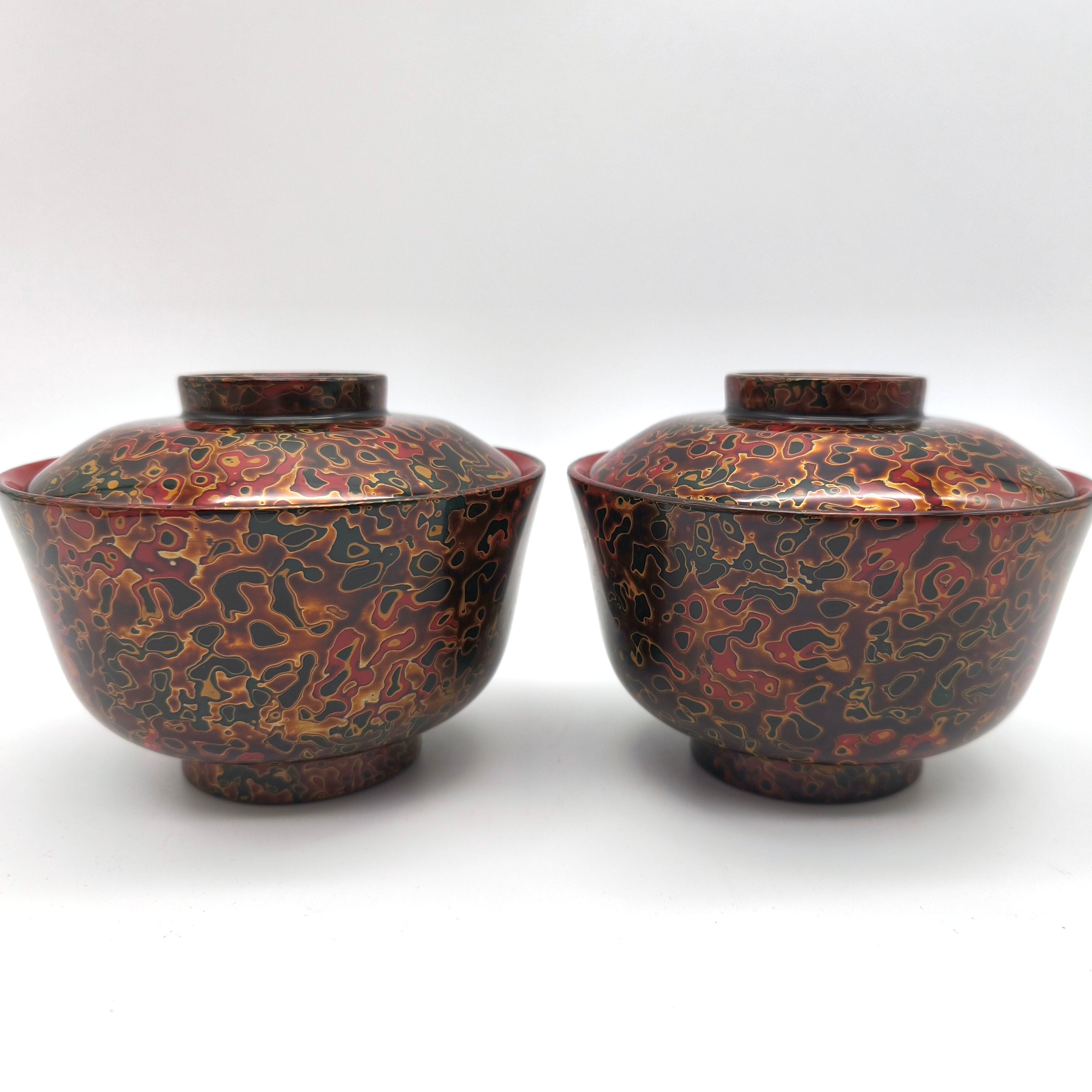 津軽塗（唐塗）バカ塗り・汁椀・2客揃・天然木・伝統工芸・No.250625