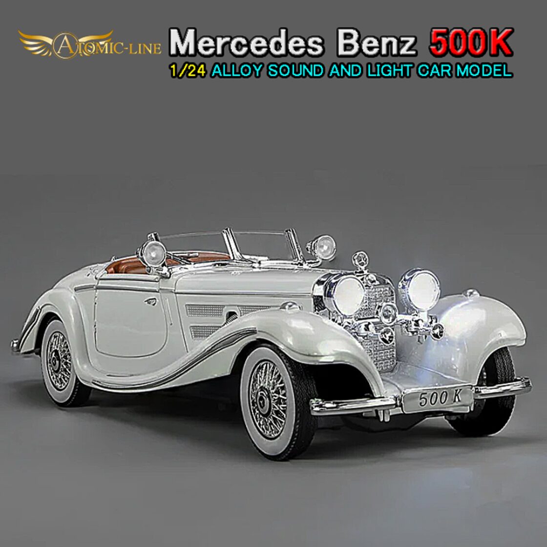 メルセデス ベンツ 500K 1/24 ミニカー 全4色 ライト点灯 エンジン 