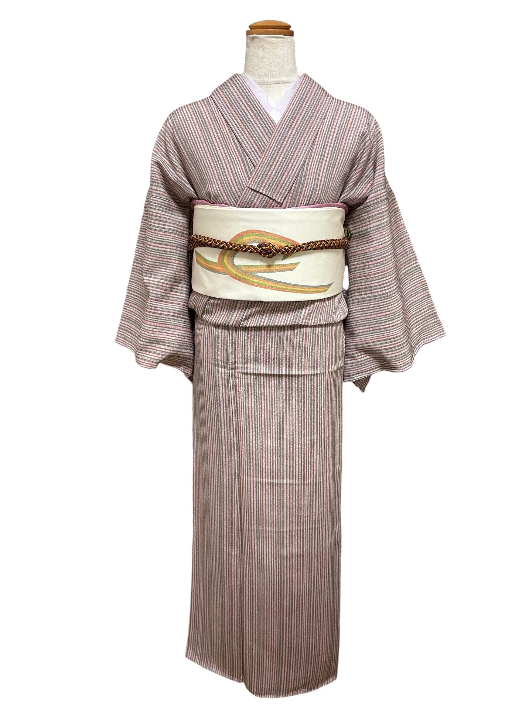 未使用品】袷 縞模様 小紋着物 ＊身丈155㎝ | cocoa 