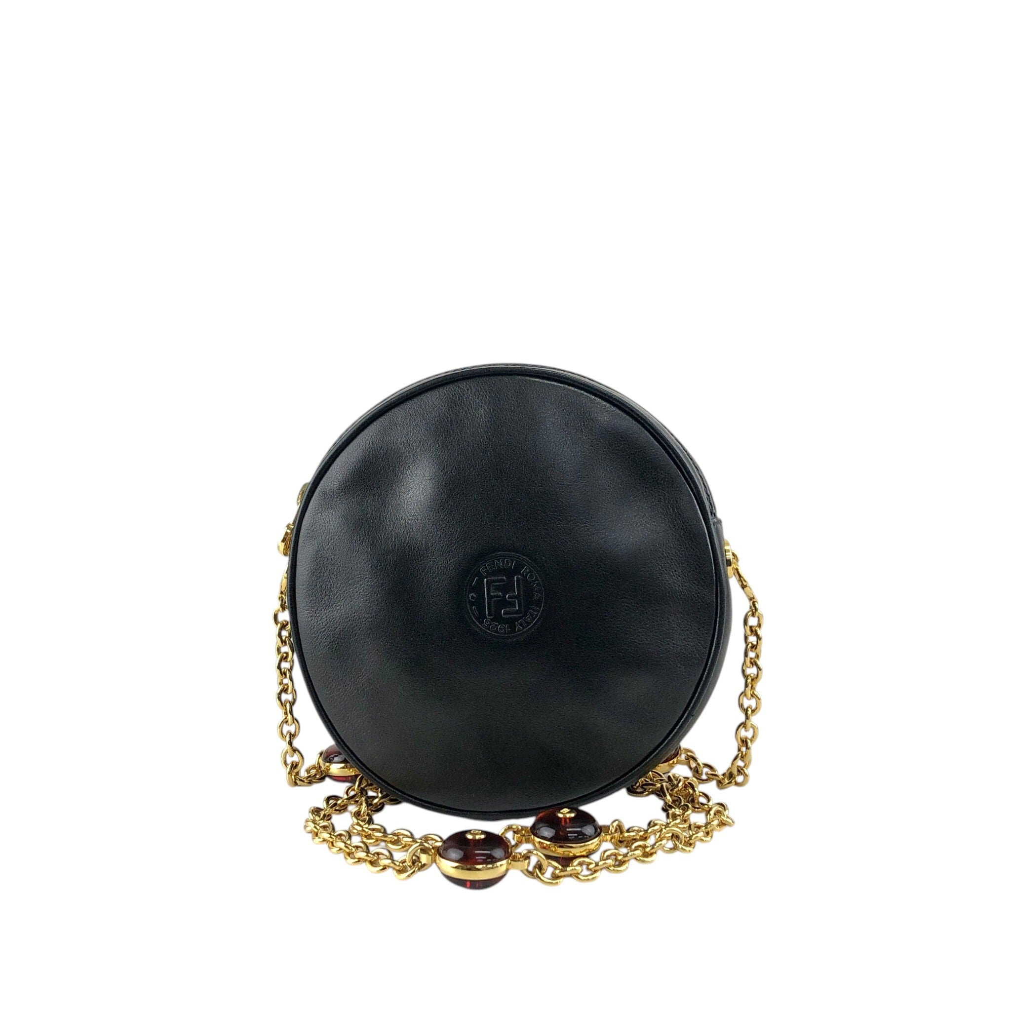 FENDI フェンディ ショルダーバッグ ブラック ロゴ レザー チェーン