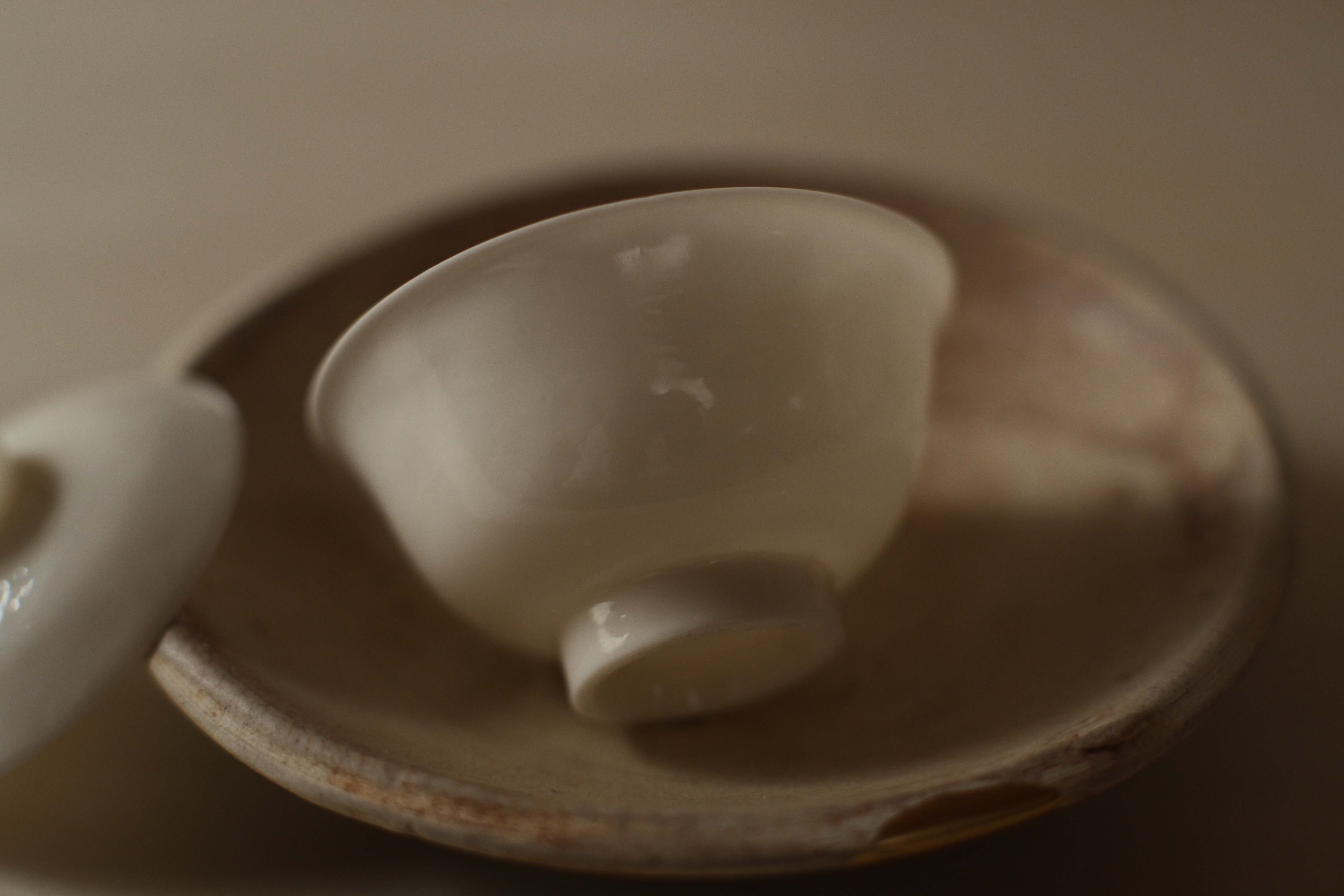 手拓薄胎白磁蓋碗・小＜徳化産＞（型作り・手押し/約50cc） | 北白川糕糰店