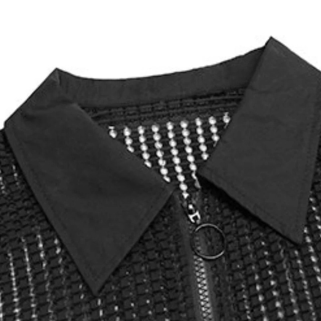 Mesh long zip shirt C1515