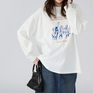round neck casual loose long sleeved t shirt