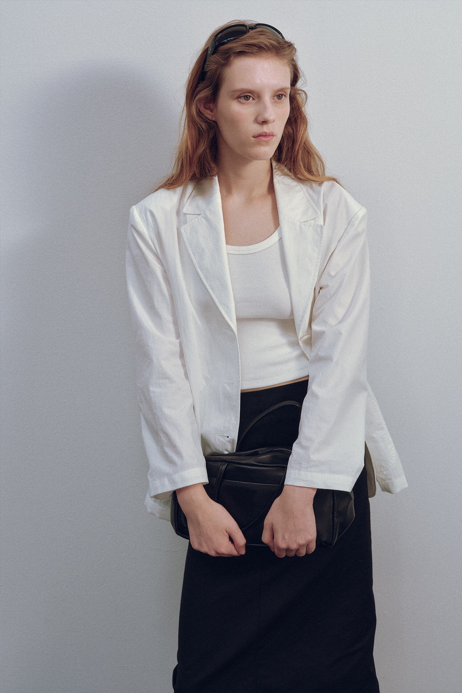 NOTHING WRITTEN] Single oversized cotton jacket (White) 正規品