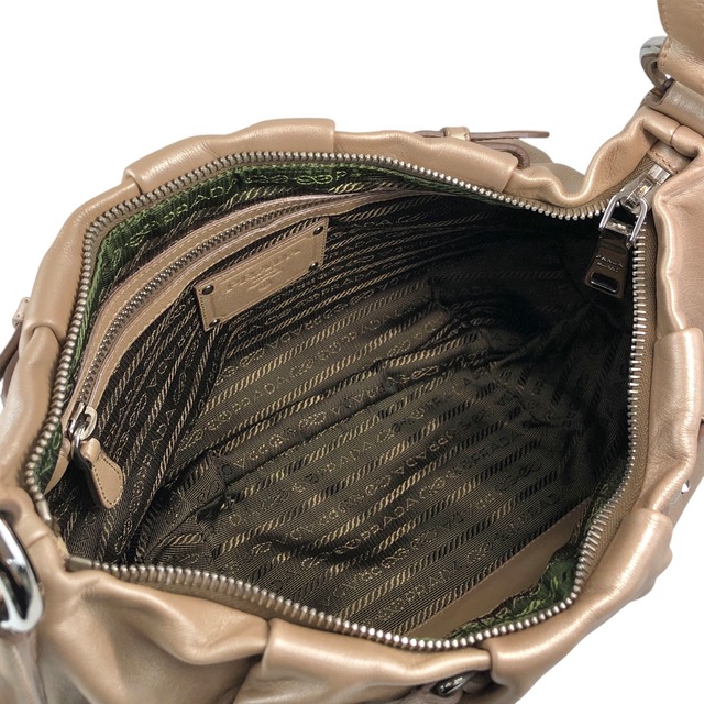 PRADA プラダ ショルダーバッグ ベージュ ロゴ レザー ホーボーバッグ vintage ヴィンテージ オールド rudk7b