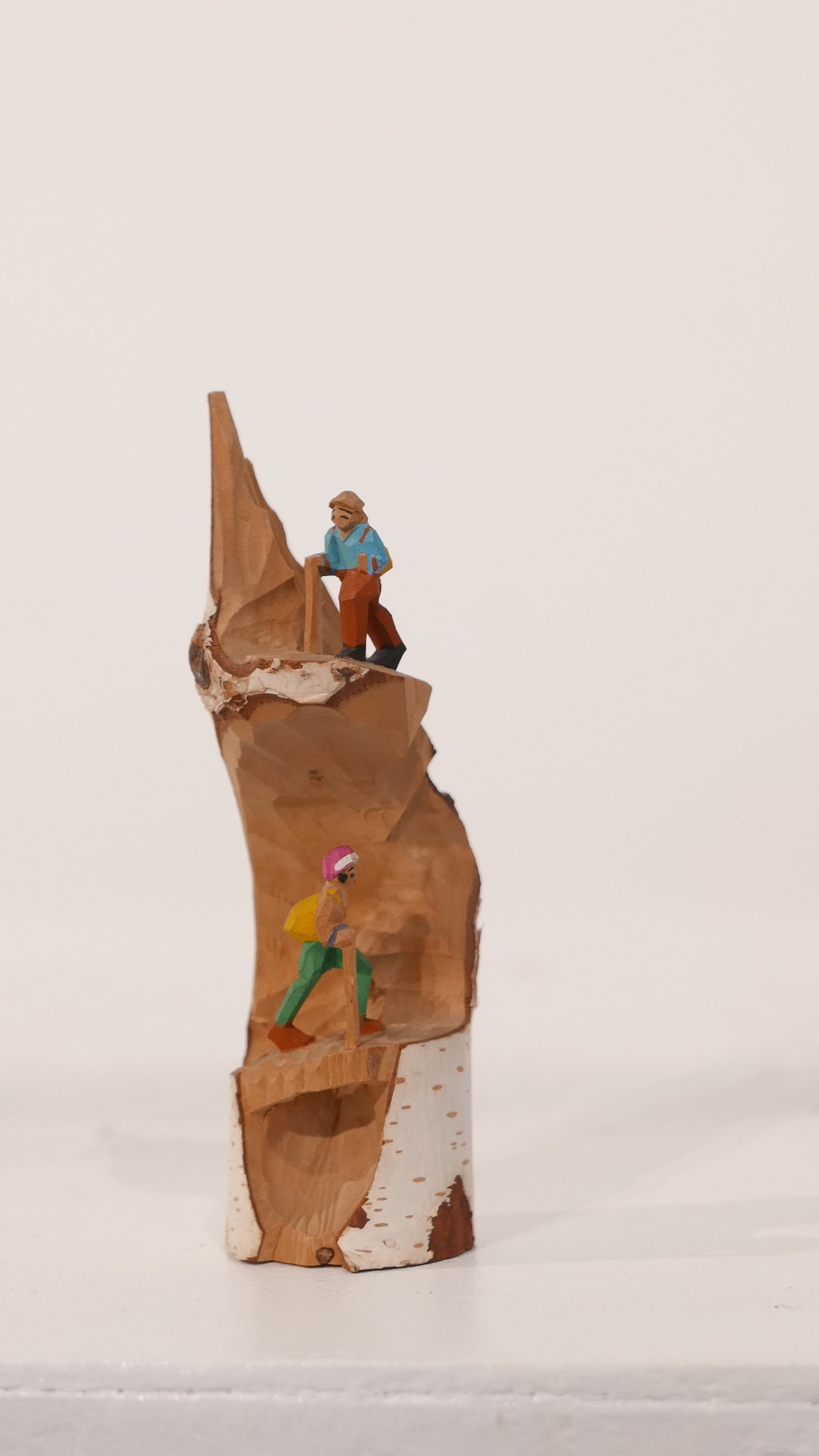 old japan 白樺の登山人形 " colored , double "