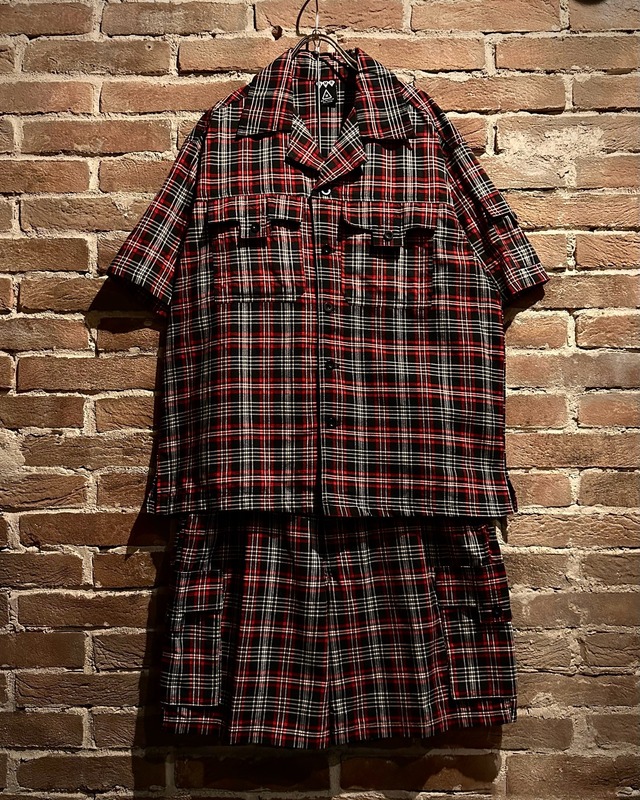 【Caka act3】Checkered Pattern Vintage Loose S/S Shirt Setup