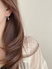 S925 キラキラスターフープピアス