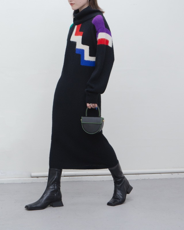 1980s abstract angora knit dress