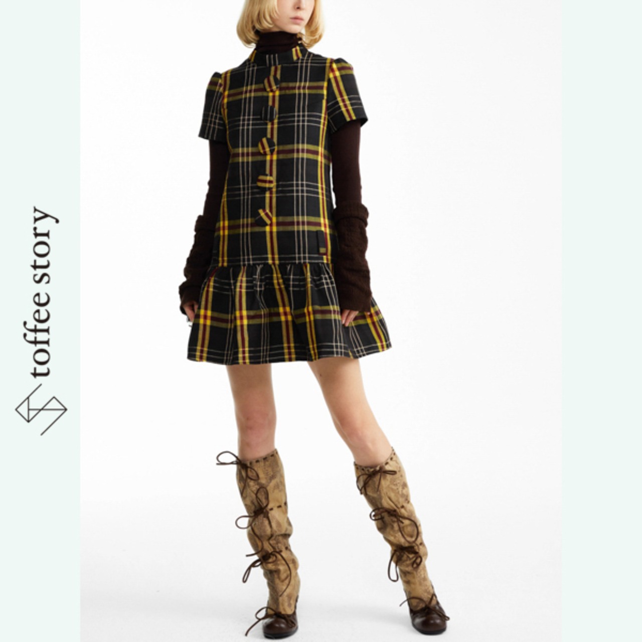 チェックシンフォニー ワンピース  ─ 規則と遊び心が響き合う旋律。 《B0047》