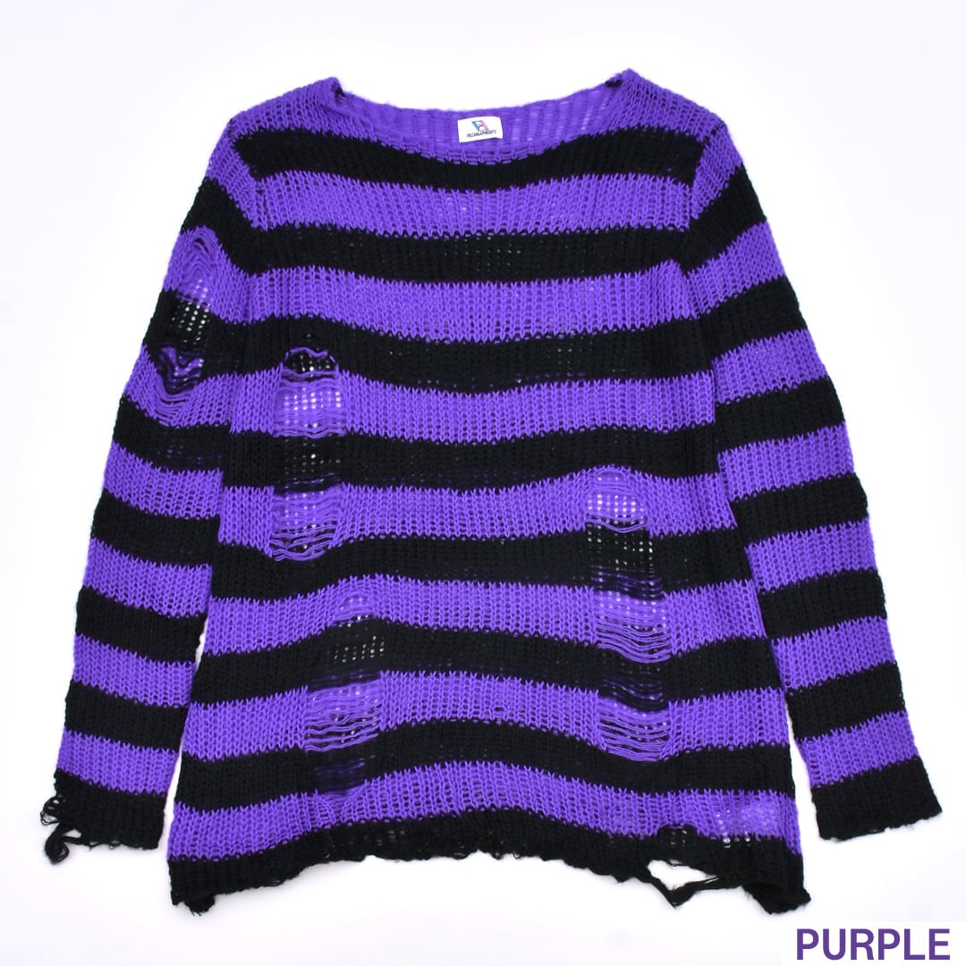 再入荷 WORLD WIDE LOVE! ワールドワイドラブ ボーダー ダメージニット