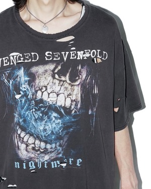 "AVENGED SEVENFOLD" 2010's "night mere" skull design broken T-shirt