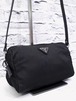 【美品】 PRADA プラダ ナイロンxレザー クロスボディ バッグ ショルダー カメラ バッグ ポーチ ポシェット 黒◆ クロスボディ仕様の定番♪