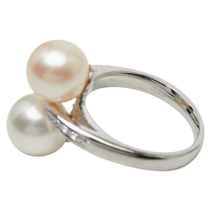 h*4様 真珠 指輪 Pt900 ダイヤモンド0.08ct Pt900 プラチナ 白蝶真珠10.0～10.3mm ダイヤ0.08ct リング 指輪