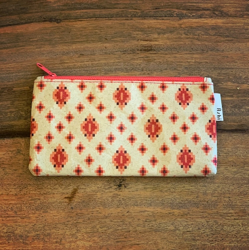 Ashi｜亜紙 Flat Pouch M＊Cambodia Traditional Design (Pink) 紙ポーチ 伝統 カンボジア