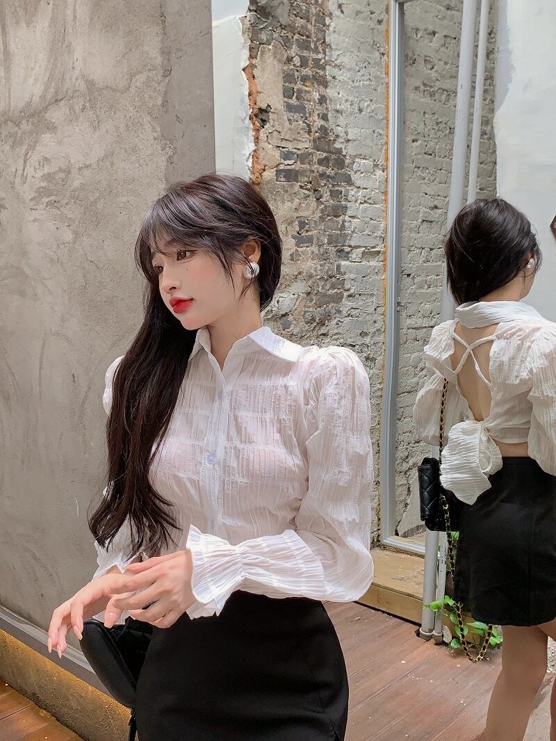 シャツ ショートスタイルジャケット サマーホルタートップス ロング 夏物 ブラックストロベリース21141911222