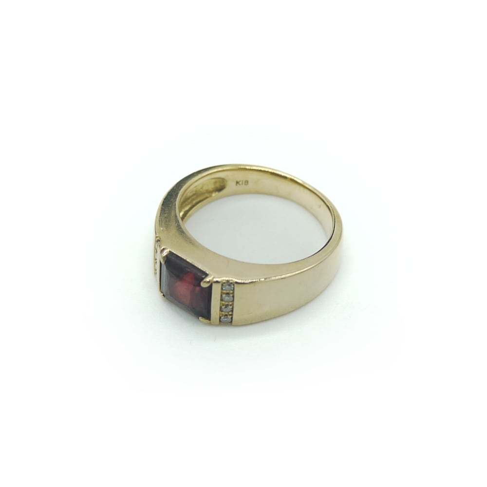 K18 ガーネット ダイヤモンド デザインリング 18金 指輪 9号 Y02592